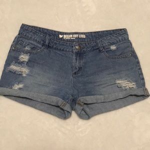 Mid-rise Light Denim Shorts